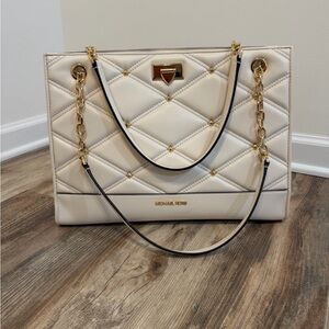 Michael Kors Cream Quilted Shoulder Bag